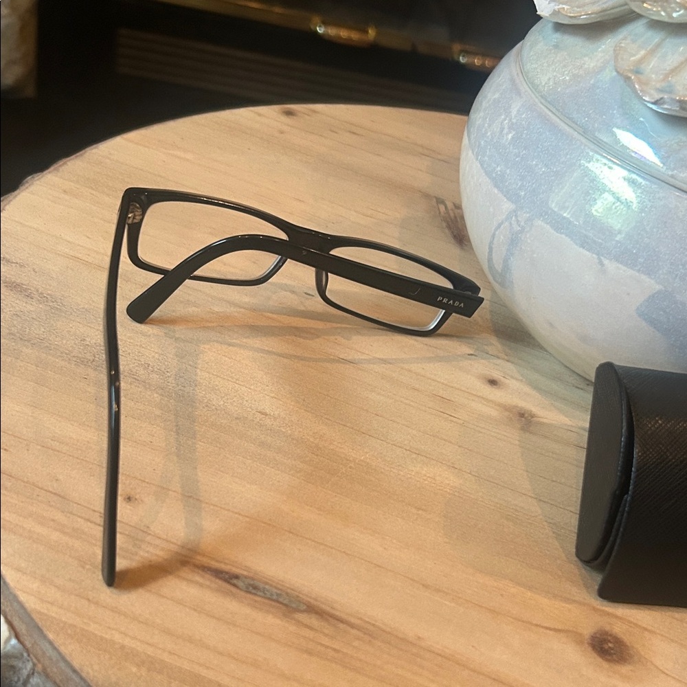 Prada Classic Black Rectangular Eyeglasses Vpr 07… - image 5